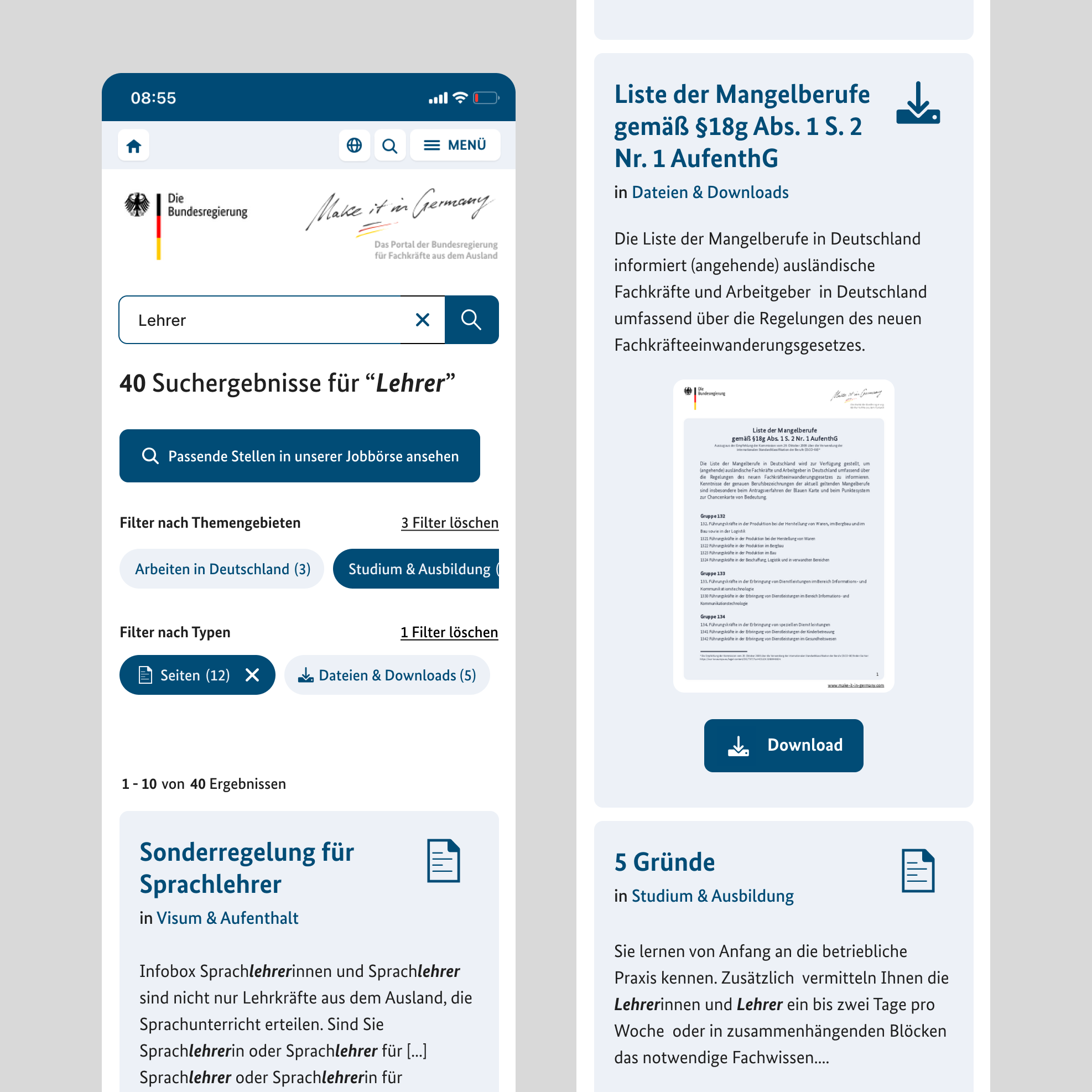 Onpage-Suche Make it in Germany
