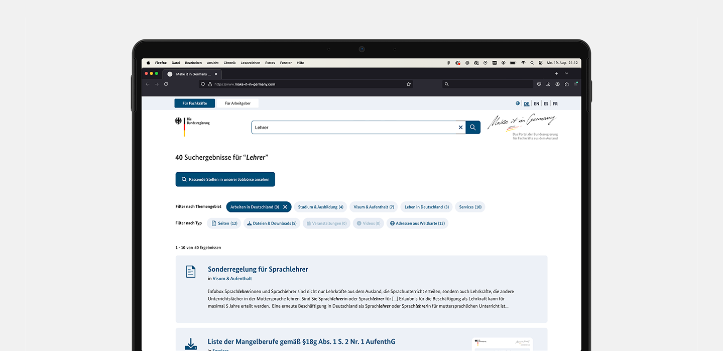 Onpage-Suche Make it in Germany